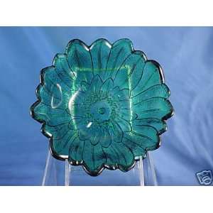    50s Embossed Green Glass Peony Flower Candy Bowl: Everything Else