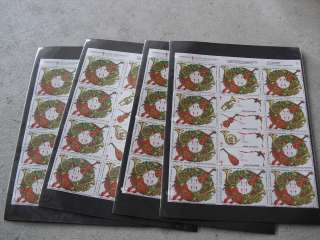 Lot of 4 Sheets 1990 American Lung Association Christmas Seals LOOK 