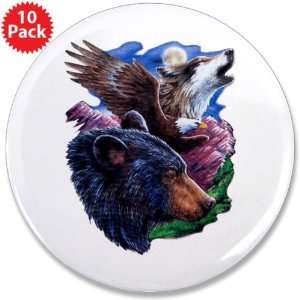  3.5 Button (10 Pack) Bear Bald Eagle and Wolf Everything 