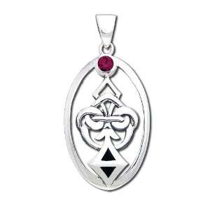  Sterling Silver Priory of Sion Synthetic Ruby Pendant 