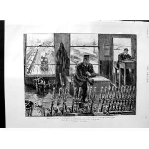  1892 Railway Signal Man London Signal Box Train Charing 