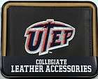 texas el paso utep embroidered leather billfold wallet expedited 