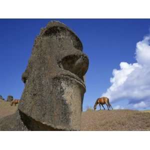 , Stone Head Carved from Crater, Moai Stone Statues, Easter Island 