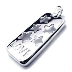  Love & Stars 925 Grade Sterling Silver Necklace Pendant 