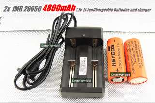 2x KEYGOS IMR 26650 3.7V 4800mAh Lithium Li ion Rechargeable Battery 