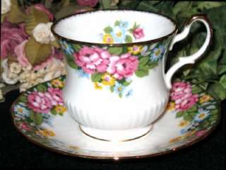QUEENS FANCY TEACUP PINK ROSES OXFORD TEA CUP AND SAUCER  