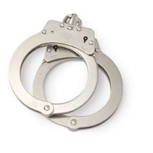 Hiatt Handcuff Big Guys Steel Handcuffs, Chain, Nickel 