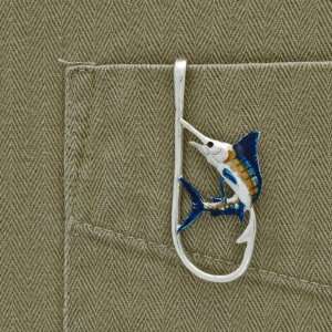Blue Marlin Trophy Fish Hook Sterling Silver Pocket Clip
