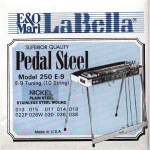 La Bella Pedal Steel Guitar E 9th Nickel 10 String, .013   .038, 250N 