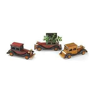  Set Of 3 Wood Antique Car Planters For Home Or Office 