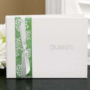    Lime Floral Ribbon Guest Book, Personalized 