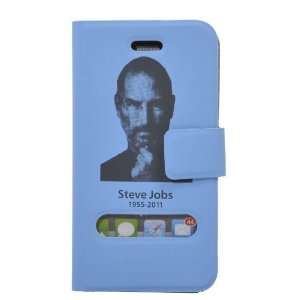   Memorial Smart Cover Leather Case for iPhone 4(Bule) 