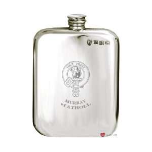  Murray Of Atholl Clan Crest Pewter Hip Flask 6oz Patio 