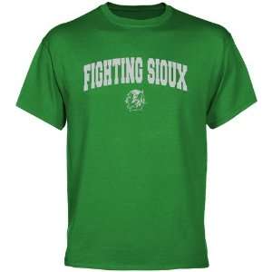  NCAA N. Dakota Fighting Sioux Green Logo Arch T shirt 