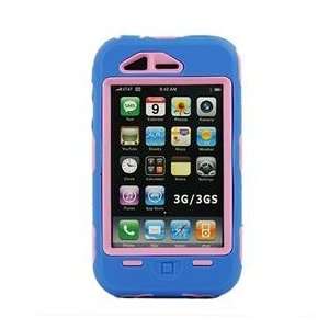  APPLE IPHONE 3 3G 3GS DEEP BLUE AND PINK TWO LAYERED DEFENDER 