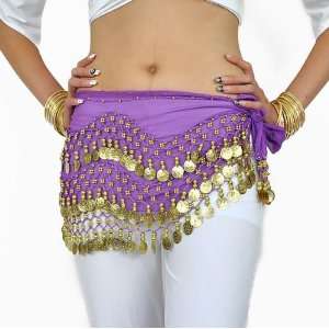   Gold Coins Belly Dance Hip Scarf, Vogue Style: Sports & Outdoors