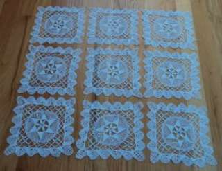 Vintage Cotton Crochet Lace White Doilies Set of 9  