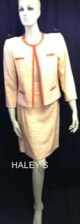 Antonio Melani Size 8 Wool Papaya Orange and Ivory Cardigan Jacket 