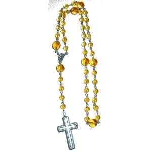  Lutheran Rosary, Prayer Beads   Amber Czech Glass 
