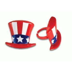  Uncle Sam Hat Cupcake Rings   12ct
