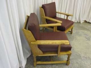 Pair of 2 Vintage Indoor/Outdoor Oak Arm Chairs w EXCELLENT CONDITION 
