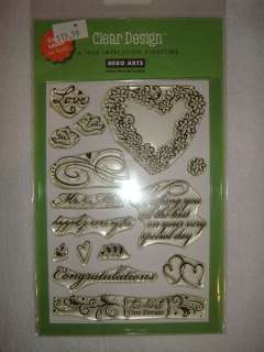 Hero Arts Clear Design Clear Unmounted Stamps Set TWO HEARTS WEDDING 