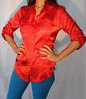 Christie & Jill true red poly satin l.s blouse   covered buttons 10 41 