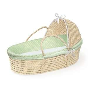  Badger Basket Natural Moses Basket with Sage Dot Bedding 