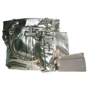   Boutique Baby Metallic Silver Tote Diaper Bag Gift Kalencom Baby
