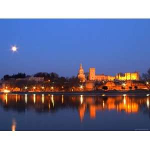  and the Rhone River at Sunset, Avignon, Vaucluse, Provence, France 