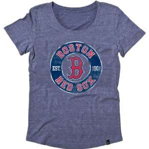  Boston Red Sox Navy Womens Missy Tri Blend Scoop Neck T 