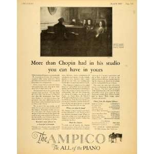  1925 Ad Ampico Pianos Chopin Balestrieri Chickering 