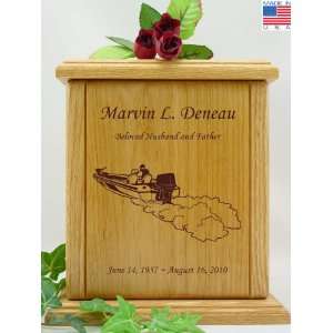  Bass Fishing Boat Engraved Wood Cremation Urn