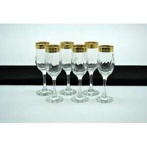   Rim Fleur De Lis Pattern Italian Champagne wine / flute Glass Set of 6