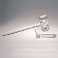 Personalized Clear Acrylic Sophisticated Judges Gavel and Sound Block 