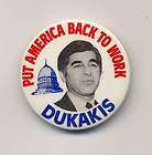 Vintage DUKAKIS 1988 Democrat Campaign Button Put Amer