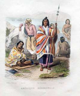 1859 Philippoteaux INDIANS OF ARGENTINA Native Costumes  