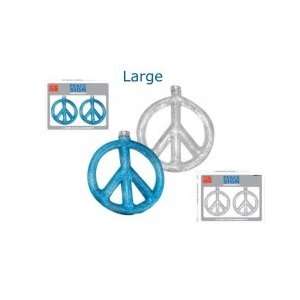  Glass Peace Sign Ornaments Large Blue