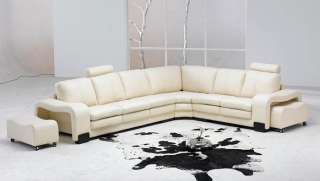 3330 Italian Leather Living Room Sectional Sofa White  