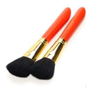   Hair Angled Bristle Blusher Brush  Orange Glaze Wodden Handle Beauty