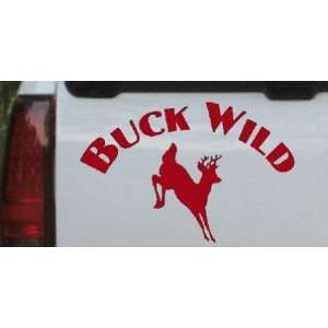 Red 22in X 14.5in    Buck Wild Hunting And Fishing Car Window Wall 