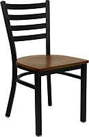   of 10 Metal Frame Ladder Back Restaurant Chairs w/ Cherry Wood Seat