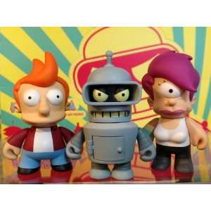  Futurama Kidrobot Set 3 Bender, Fry & Leela W/Boxes, Foil 