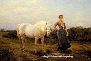 Art portrait oil paintingwoman and horse 24x36  
