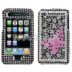   3G 3GS Vintage Butterfly Diamante Protector Cover 
