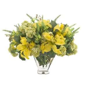 FAB Flowers Vibrant Yellow Lilies, Fresh Green Snowball Hydrangeas 