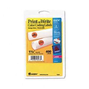   Labels, 1 1/4in dia, Neon Orange, 400/Pack   5476