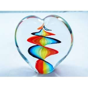  Murano Design Rainbow Spiral Heart Sculpture PW 806: Home 