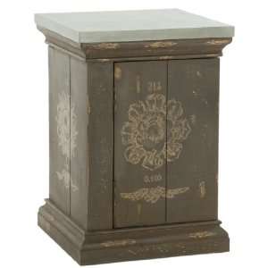  French Country Medallion Side Table with Tin Top: Home 