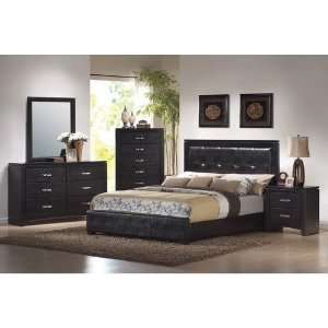  Wildon Home Kearny Faux Leather Bedroom Set in Black: Home 